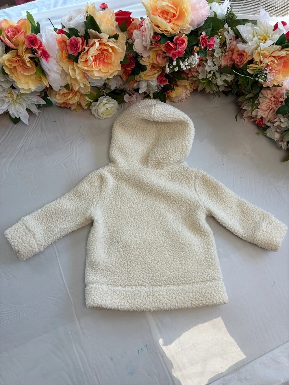 babyGap Sherpa Fleece Pullover Hoodie Ivory 18-24M Kangaroo Pocket Toddler